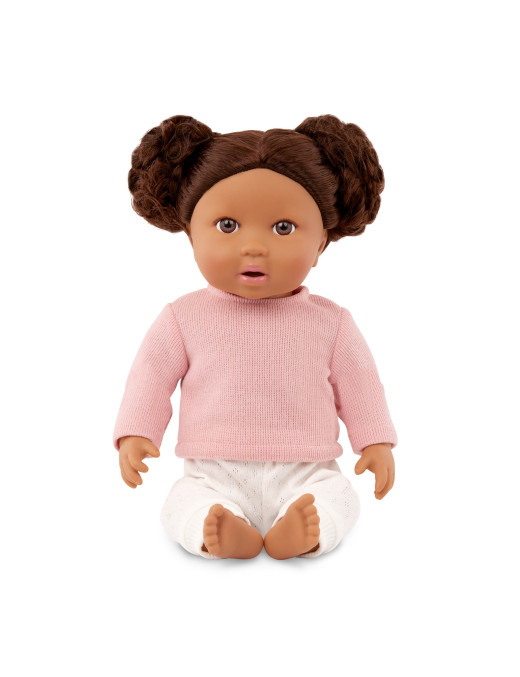 Lalka NIEMOWLĘ z WŁOSAMI, ze smoczkiem, w dwuczęściowym ubranku LullaBaby