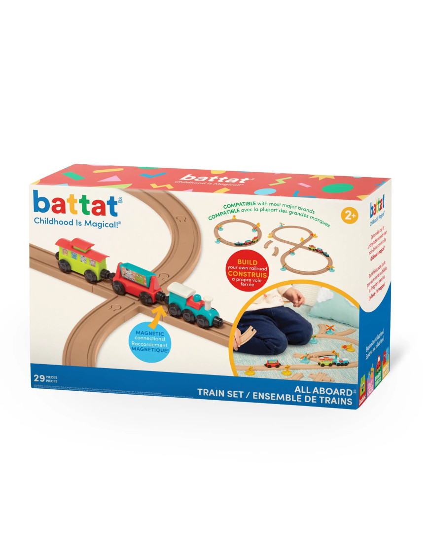 All Aboard – kolejka z torami i znakami 29 el., magnetyczne wagony, zabawka dla dzieci 2+ B.Toys All Aboard – kolejka z torami i znakami 29 el., magnetyczne wagony, zabawka dla dzieci 2+ B.Toys
