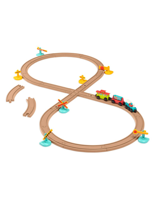All Aboard – kolejka z torami i znakami 29 el., magnetyczne wagony, zabawka dla dzieci 2+ B.Toys
