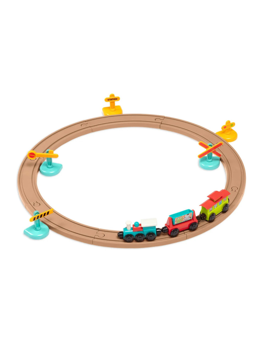 All Aboard – kolejka z torami i znakami 29 el., magnetyczne wagony, zabawka dla dzieci 2+ B.Toys All Aboard – kolejka z torami i znakami 29 el., magnetyczne wagony, zabawka dla dzieci 2+ B.Toys