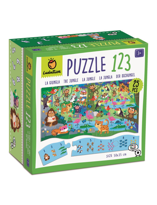Puzzle 123 – MATEMATYCZNE puzzle dla najmłodszych – DŻUNGLA Ludattica