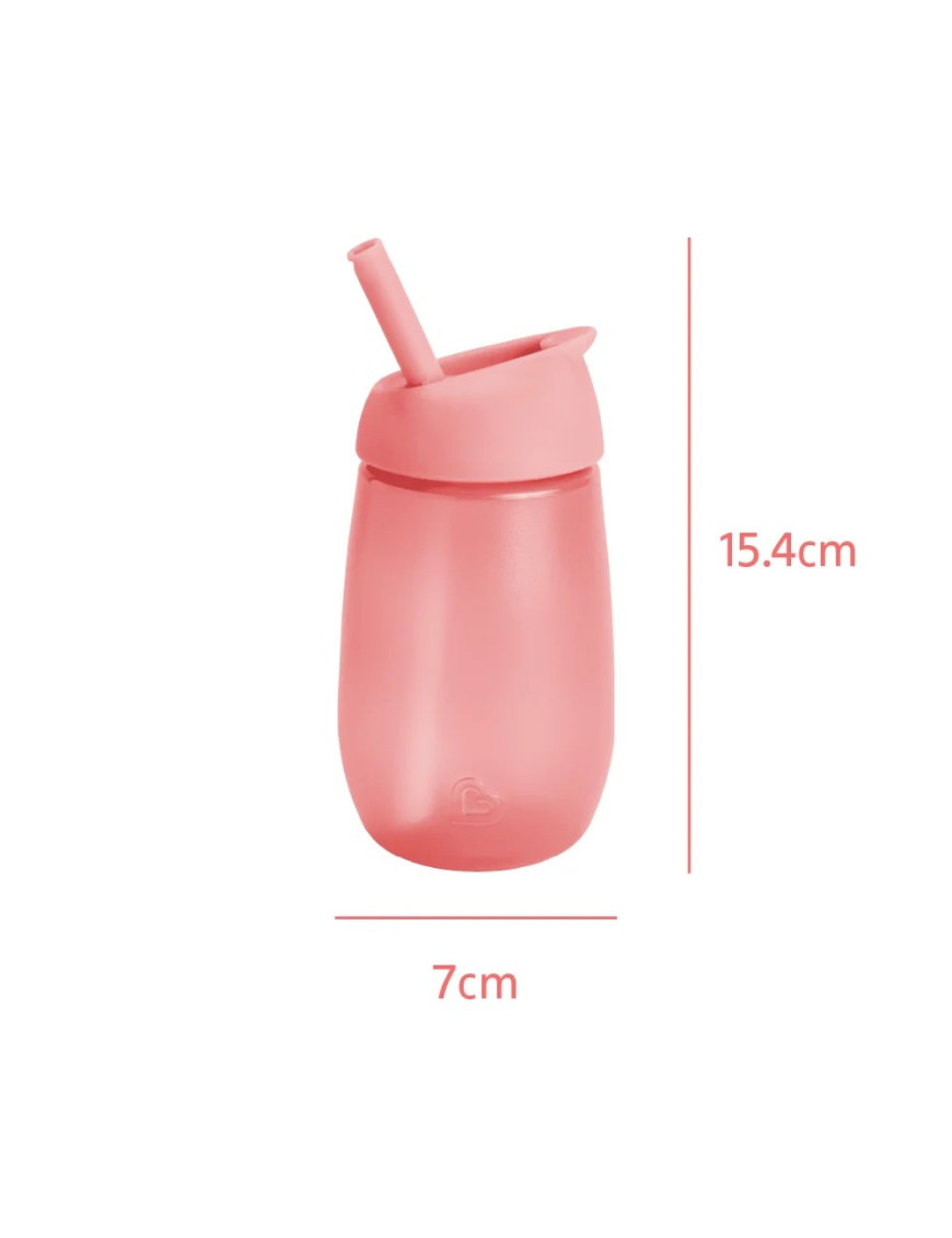 Munchkin Kubek niekapek z otwieraną słomką, różowy, 296 ml