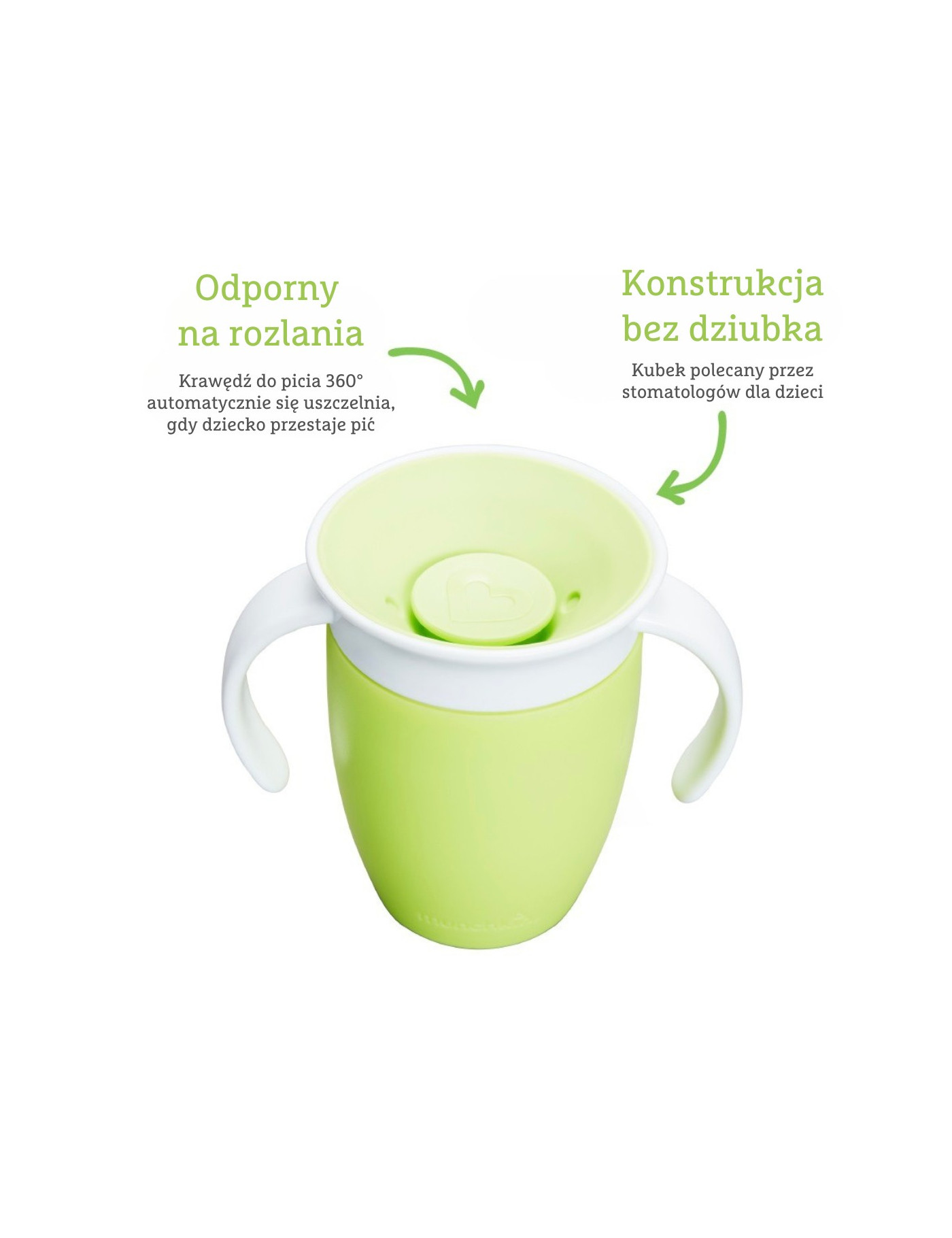 Munchkin Miracle 360° kubek treningowy z uchwytami, zielony, 207 ml