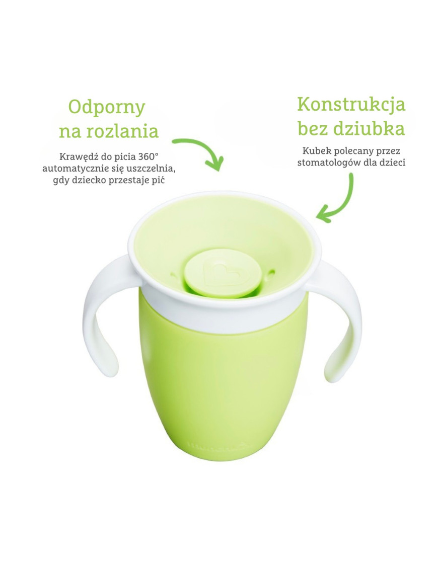 Munchkin Miracle 360° kubek treningowy z uchwytami, zielony, 207 ml