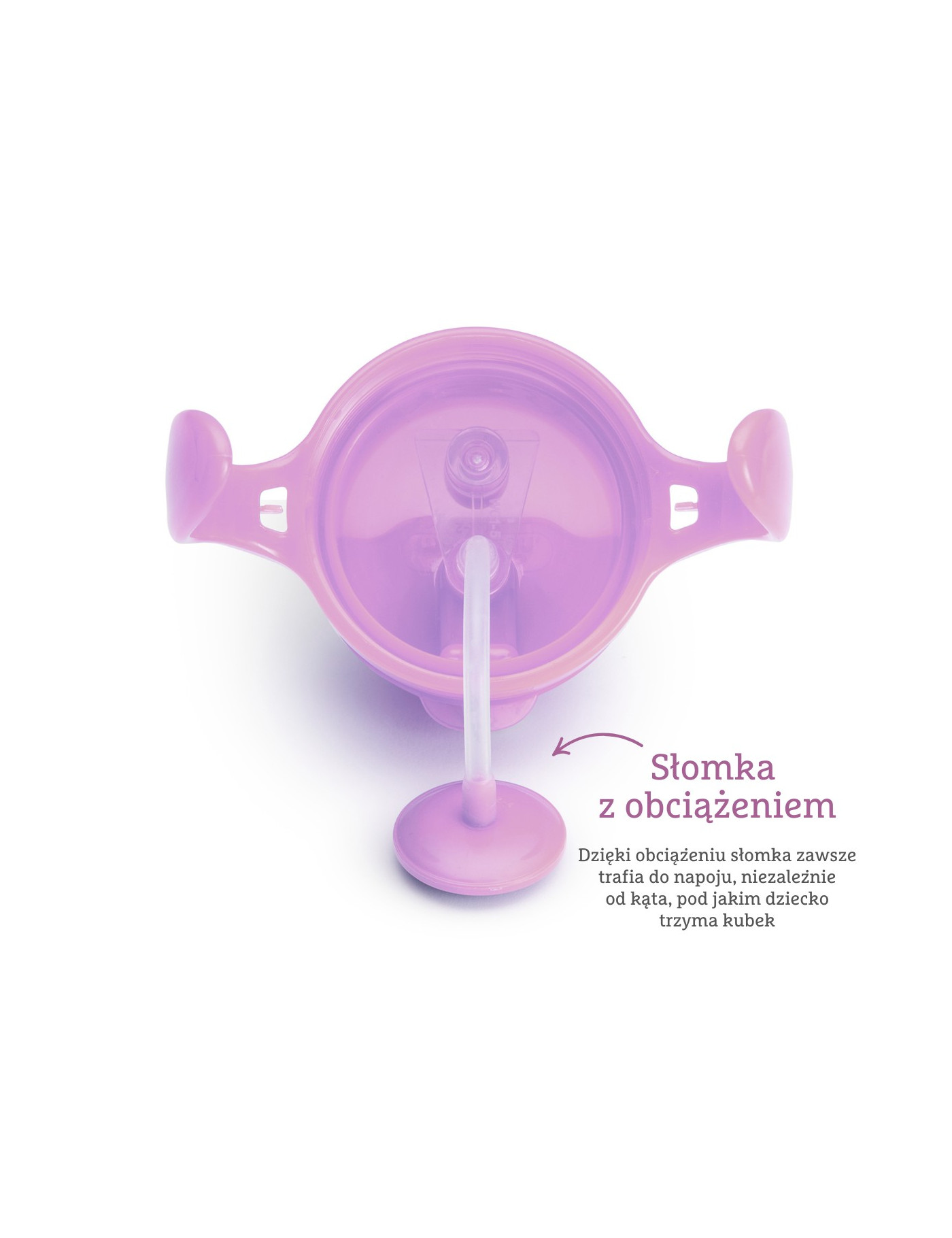 Munchkin Kubek niekapek ze słomką, fioletowy, 207 ml Munchkin Kubek niekapek ze słomką, fioletowy, 207 ml
