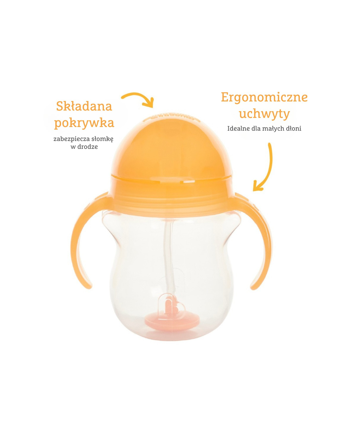 Munchkin Kubek niekapek ze słomką, pomarańczowy, 207 ml Munchkin Kubek niekapek ze słomką, pomarańczowy, 207 ml