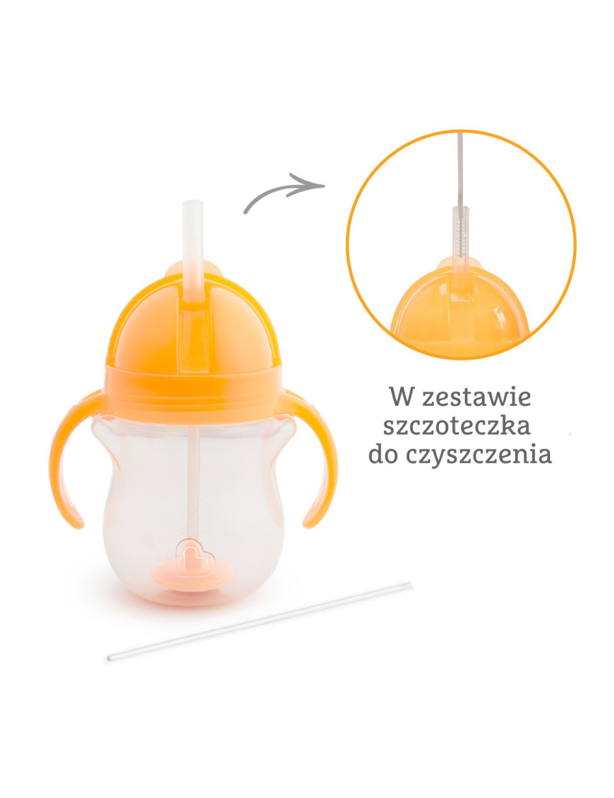 Munchkin Kubek niekapek ze słomką, pomarańczowy, 207 ml Munchkin Kubek niekapek ze słomką, pomarańczowy, 207 ml