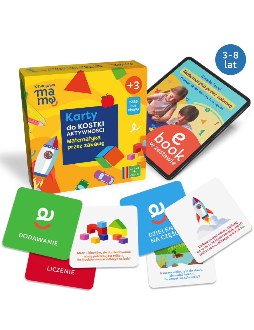 Karty do kostki aktywności - matematyka przez zabawę + mini e-book 3+