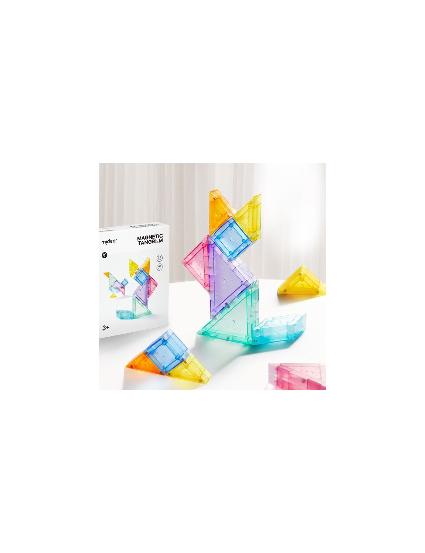 Klocki magnetyczne mideer - Tangram 3D z klepsydrą 7 el.