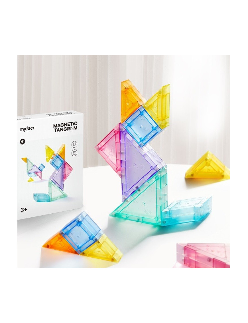Klocki magnetyczne mideer - Tangram 3D z klepsydrą 7 el.