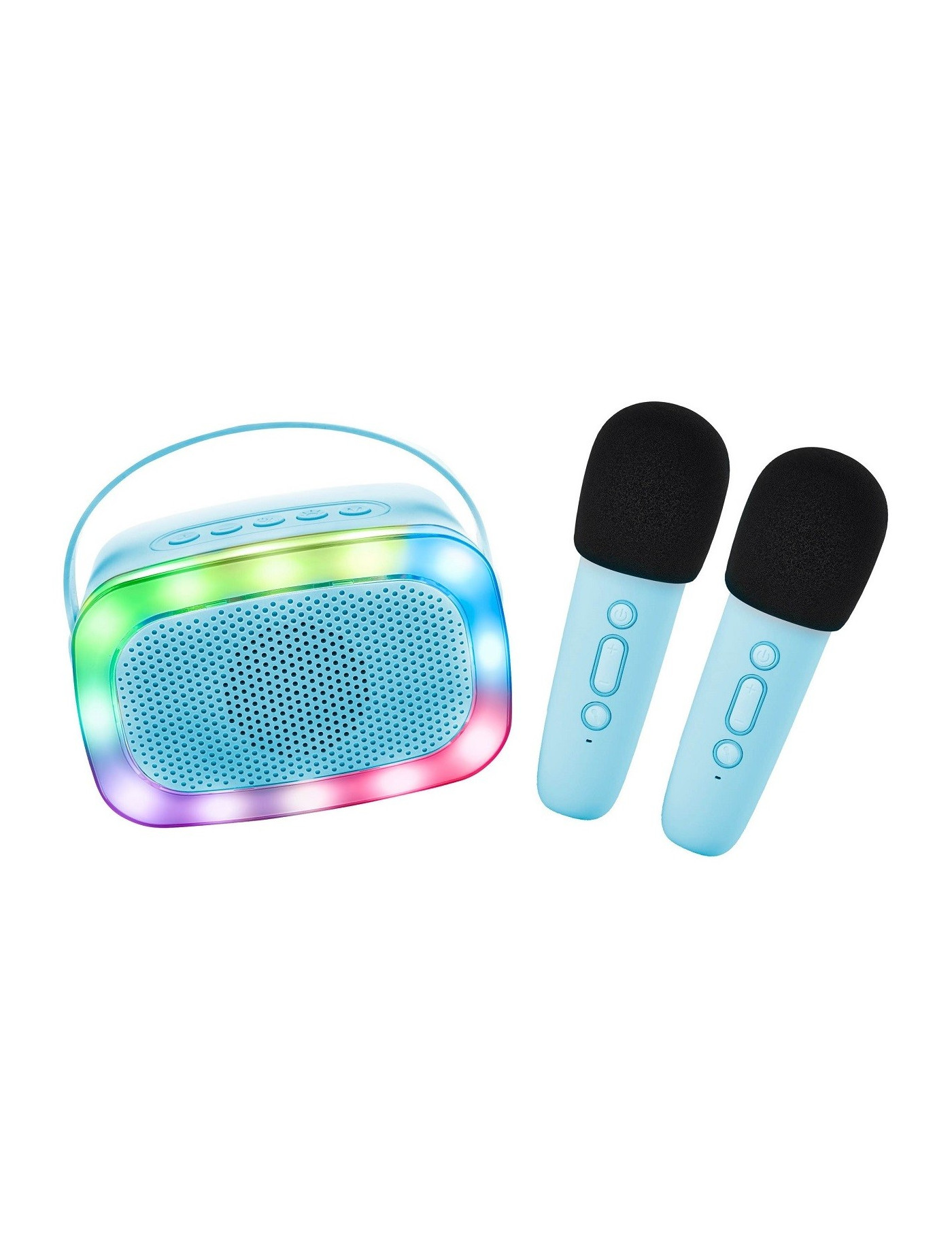Lalarma Karaoke Party Set – zestaw karaoke z 2 mikrofonami, światłami LED BLUE