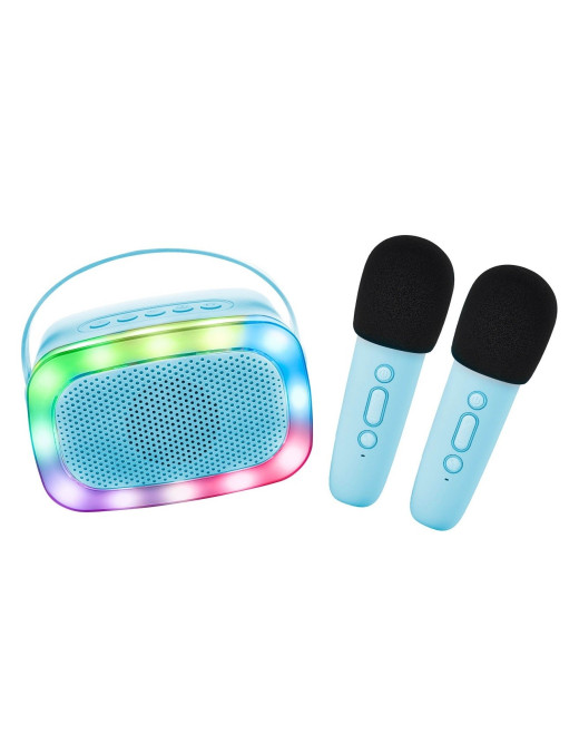 Lalarma Karaoke Party Set – zestaw karaoke z 2 mikrofonami, światłami LED BLUE