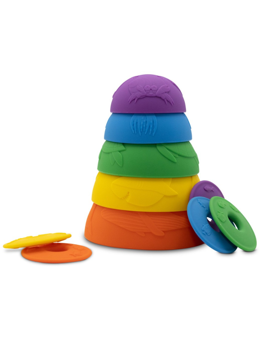Jellystone, Silikonowe kubeczki, miseczki do układania i do wody z tonącymi dyskami Cups Rainbow, Tęcza Jellystone, Silikonowe kubeczki, miseczki do układania i do wody z tonącymi dyskami Cups Rainbow, Tęcza