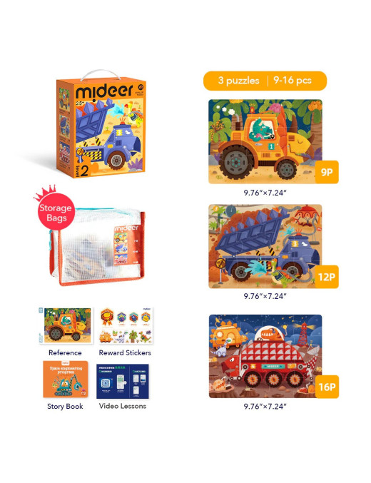 Puzzle dziecięce Level Up! 2 mideer – Dinoinżynierzy
