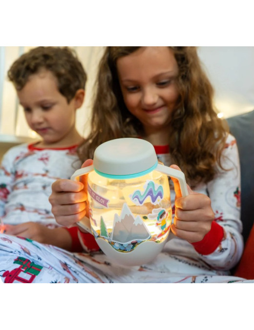 Glo Pals ŚNIEŻNY Zestaw sensoryczny DIY, świecący słoik z brokatami i figurkami Fun Fillers + naklejki gratis ZIMA WINTER