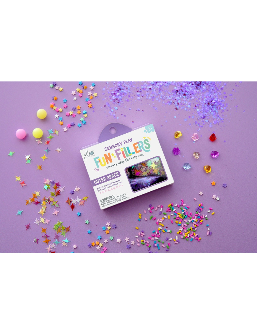 Glo Pals - SPACE CASE Fun Fillers Wkład, figurki, brokaty do słoików, zabaw sensorycznych