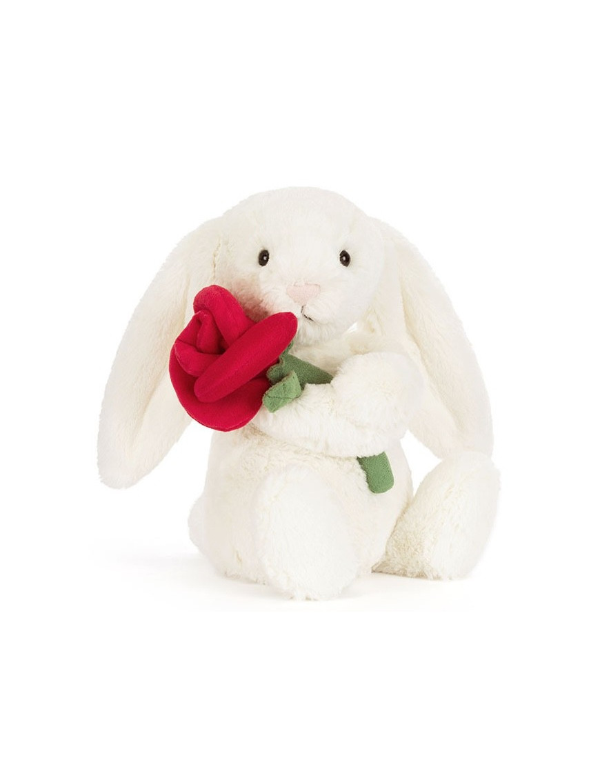 Wesoły króliczek z różą 31 cm Jellycat