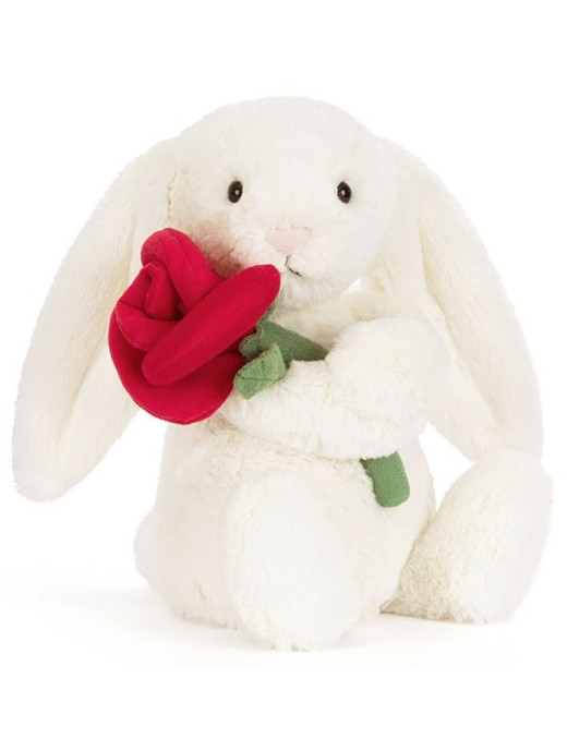 Wesoły króliczek z różą 31 cm Jellycat