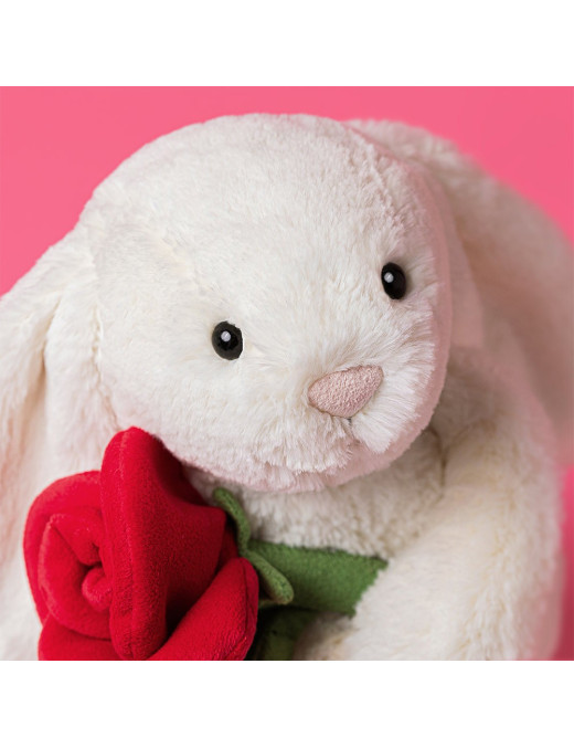 Wesoły króliczek z różą 31 cm Jellycat