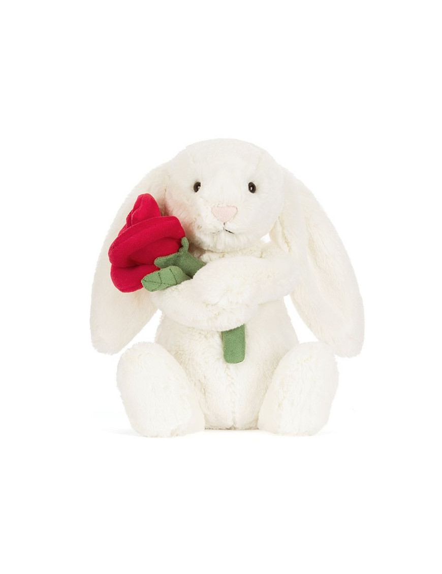 Wesoły króliczek z różą 31 cm Jellycat