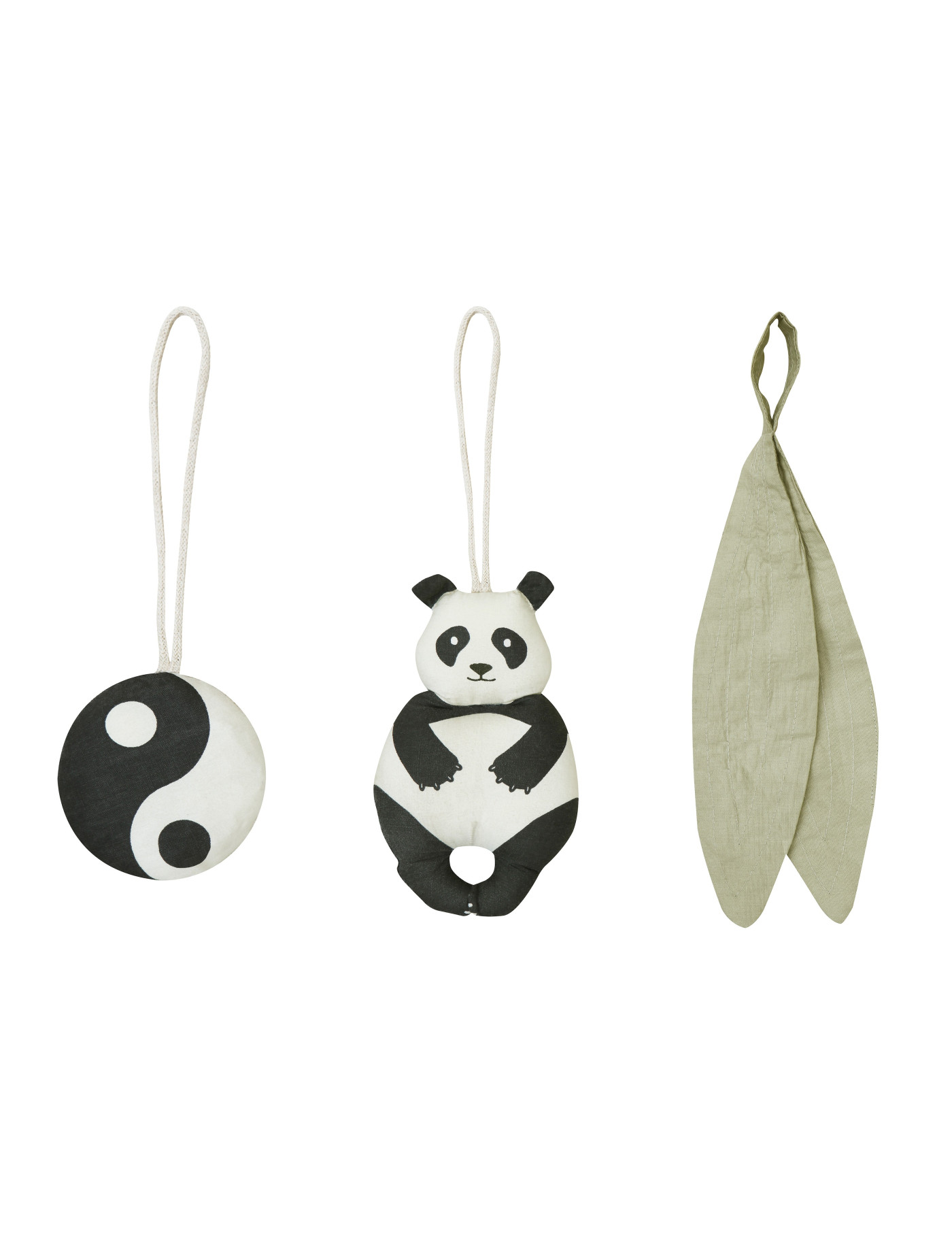 Zestaw 3 zawieszek z grzechotką - Panda Bamboo Lorena Canals