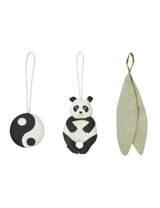 Zestaw 3 zawieszek z grzechotką - Panda Bamboo Lorena Canals