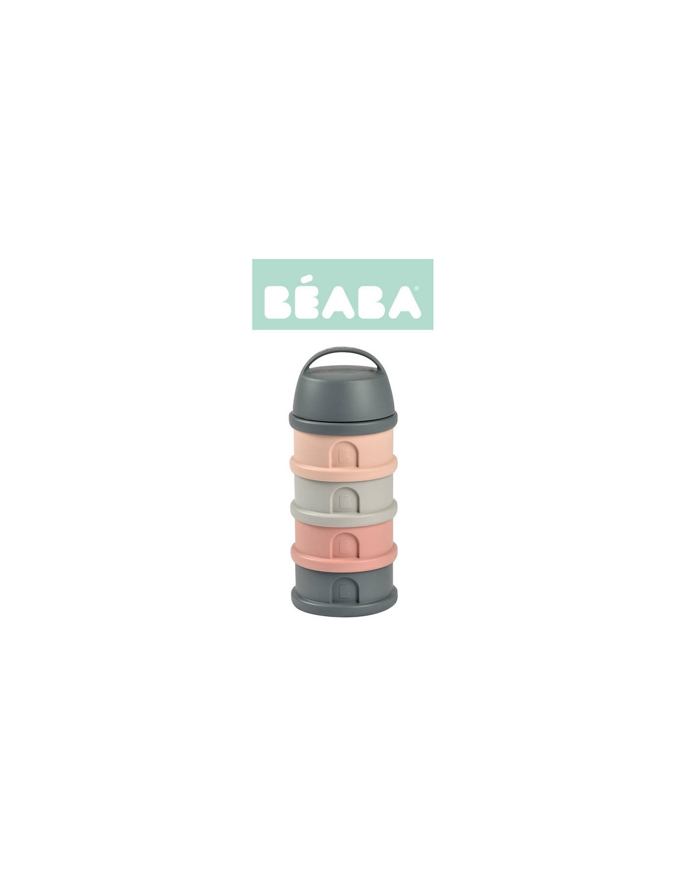 BEABA Pojemniki na mleko w proszku 4 komory mineral grey/pink