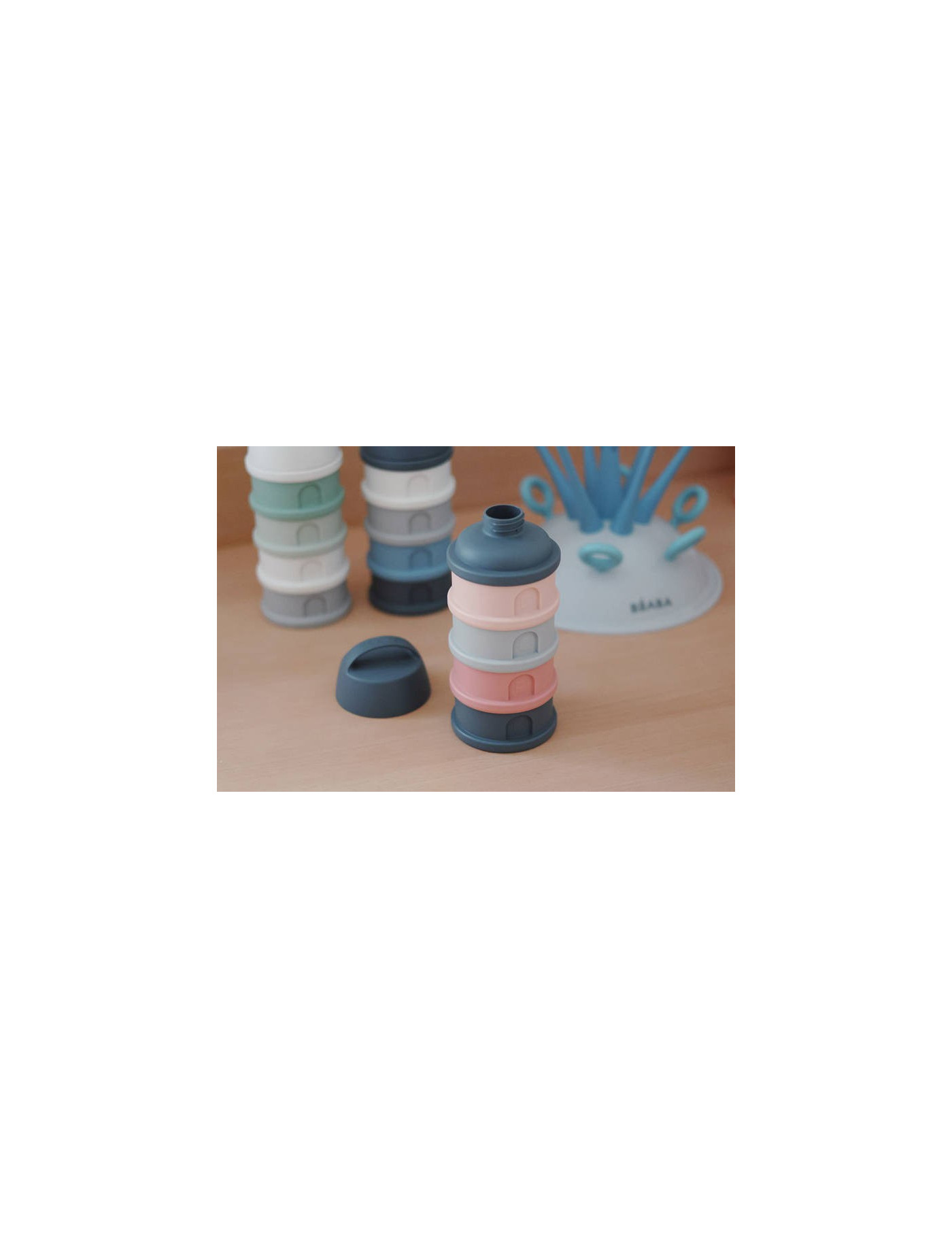 BEABA Pojemniki na mleko w proszku 4 komory mineral grey/pink
