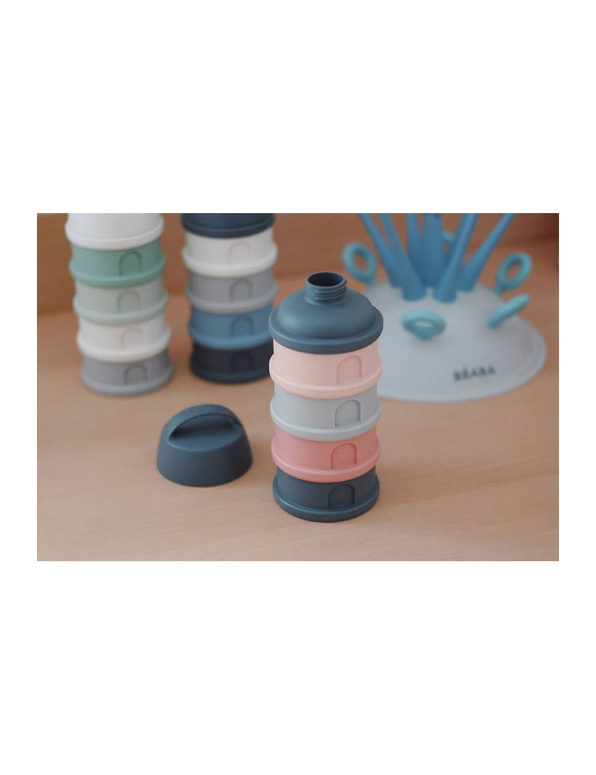 BEABA Pojemniki na mleko w proszku 4 komory mineral grey/pink