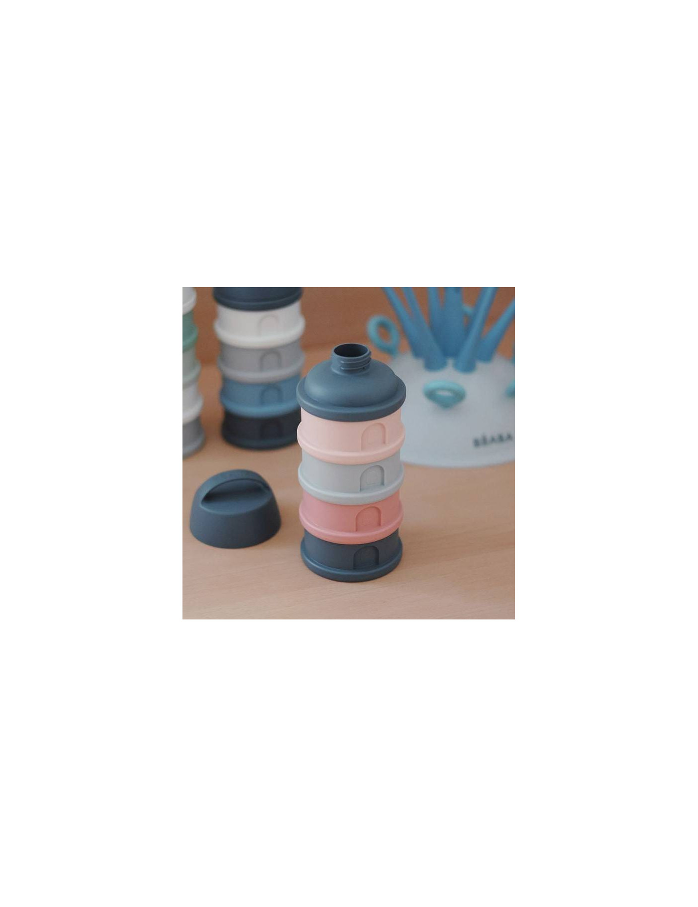 BEABA Pojemniki na mleko w proszku 4 komory mineral grey/pink