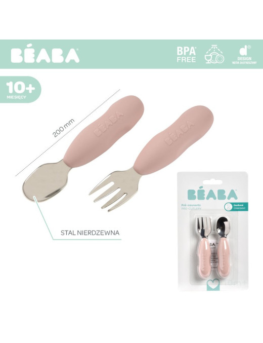 Beaba Zestaw pierwszych sztućców ze stali nierdzewnej Cotton Candy