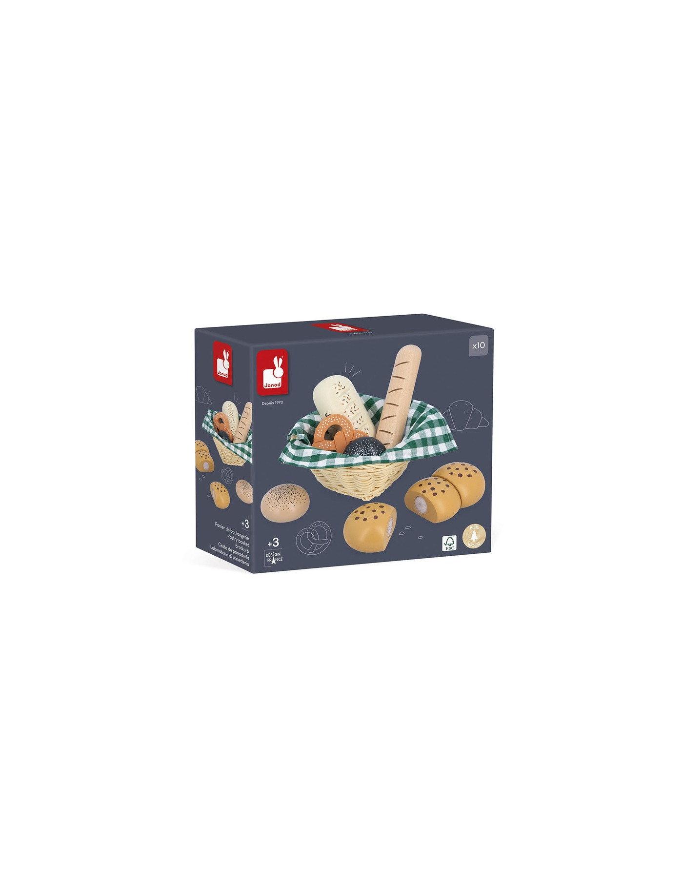 Janod Koszyk z pieczywem z drewna Shiny Grandma 3+