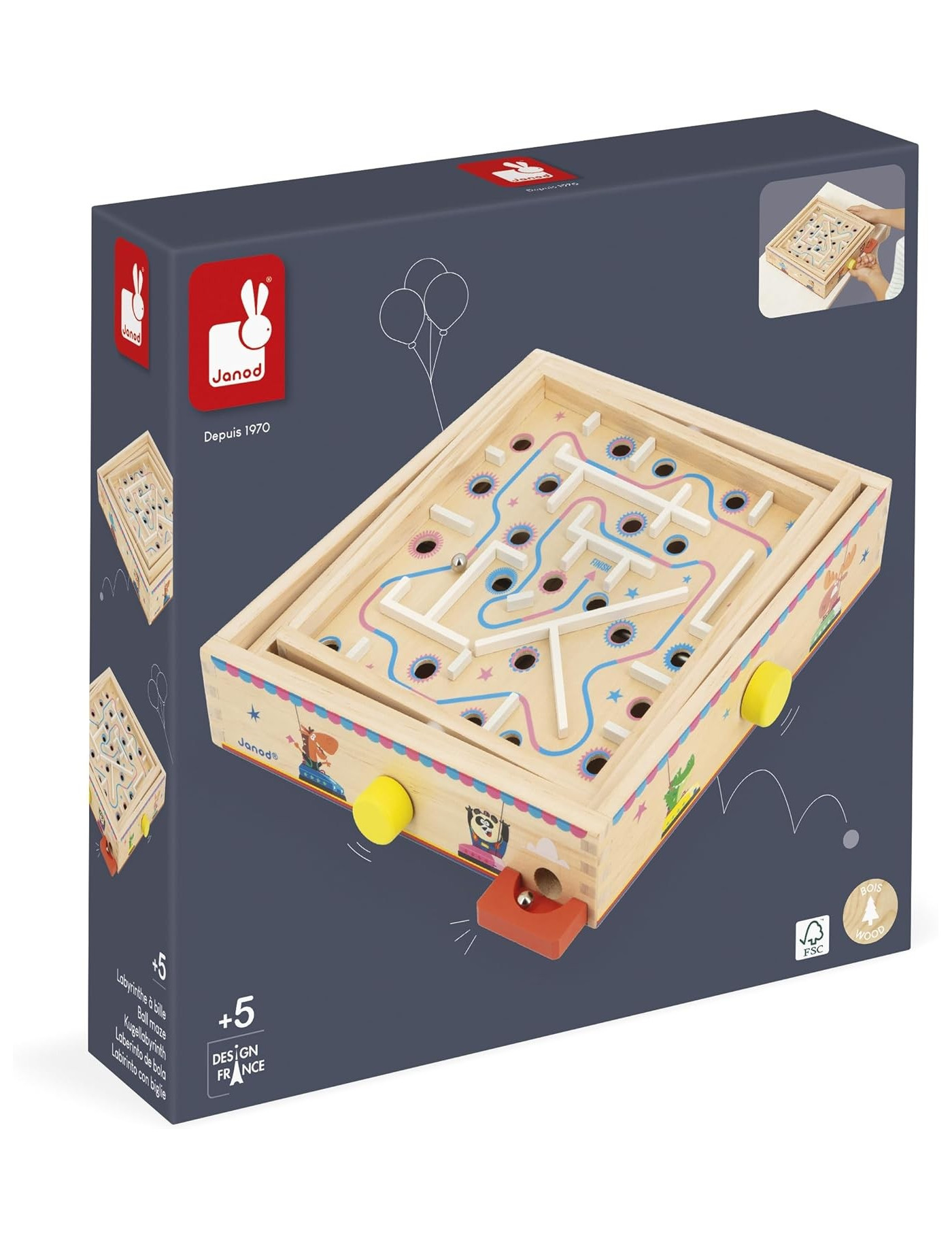 Janod Gra zręcznościowa Labirynt Ball Maze Applepop 5+
