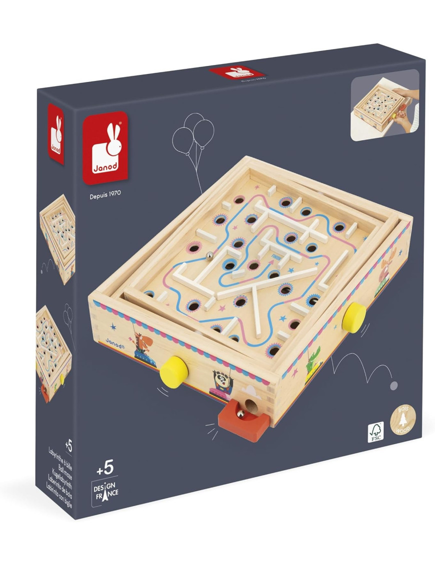 Janod Gra zręcznościowa Labirynt Ball Maze Applepop 5+