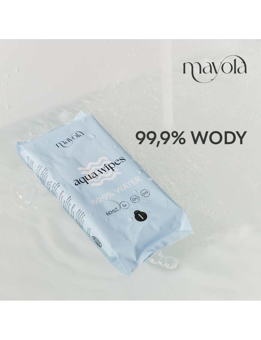 Chusteczki nawilżane, 99,9% wody, biodegradowalne, 60 sztuk MAYOLA