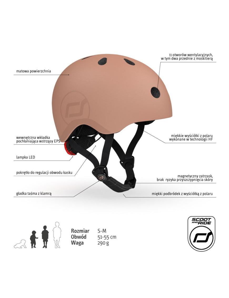 SCOOTANDRIDE Kask dla dzieci (XXS-S oraz S-M) Mocha