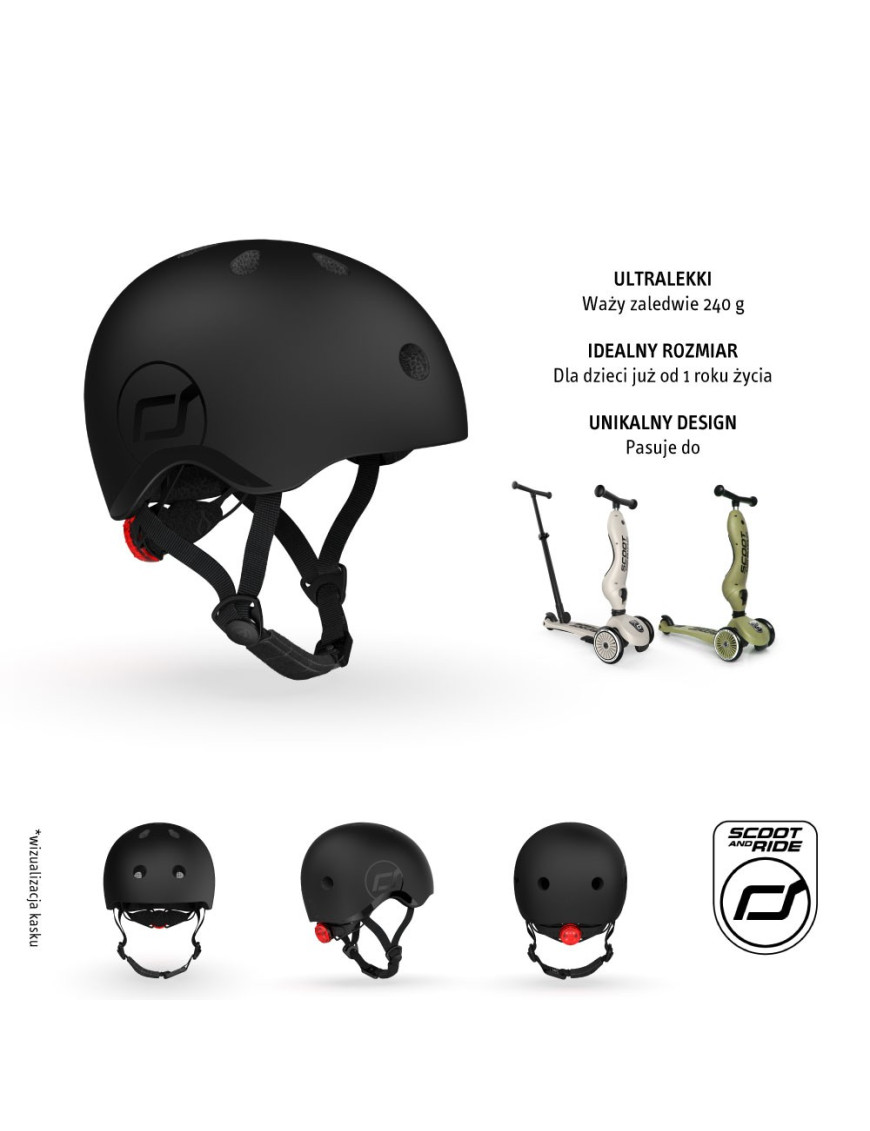 SCOOTANDRIDE Kask dla dzieci (XXS-S ,S-M oraz M-L) Black SCOOTANDRIDE Kask dla dzieci (XXS-S ,S-M oraz M-L) Black
