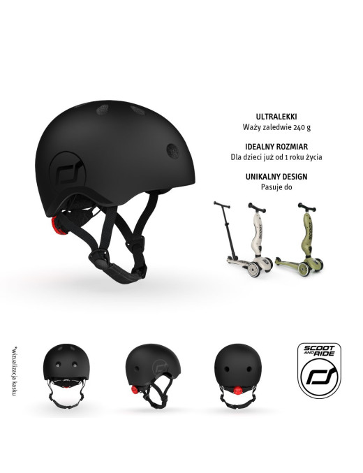 SCOOTANDRIDE Kask dla dzieci (XXS-S ,S-M oraz M-L) Black