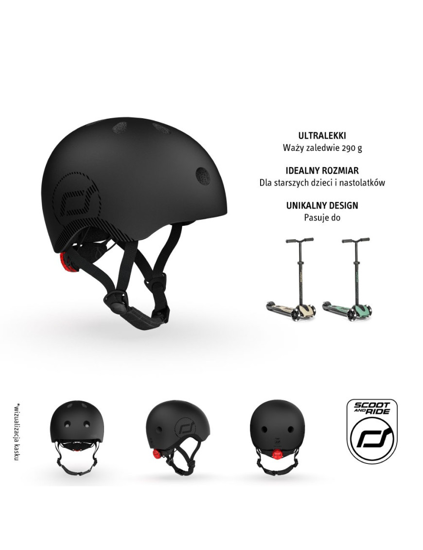 SCOOTANDRIDE Kask dla dzieci (XXS-S ,S-M oraz M-L) Black SCOOTANDRIDE Kask dla dzieci (XXS-S ,S-M oraz M-L) Black