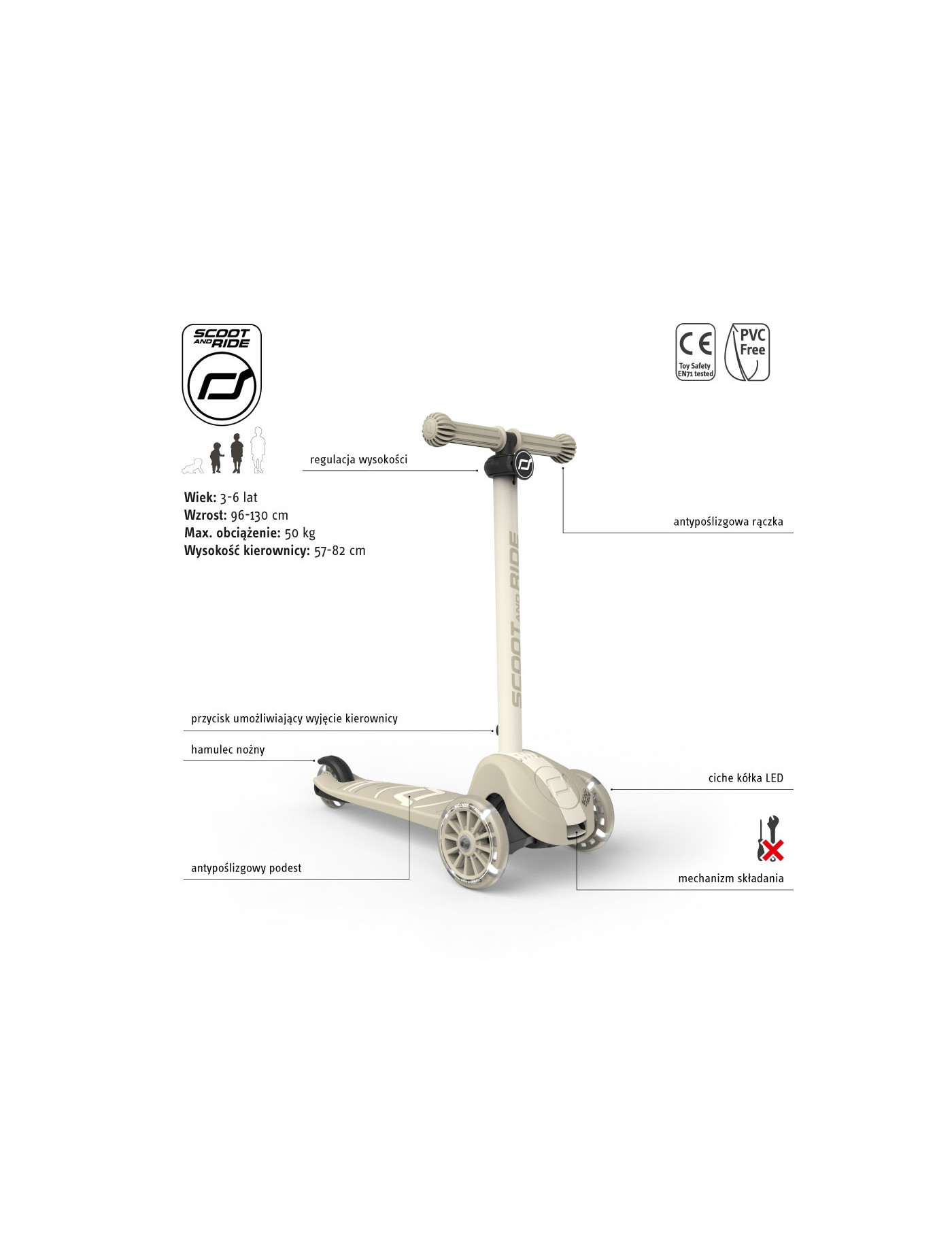 SCOOTANDRIDE Highwaykick 3S Hulajnoga z systemem sterowania 2w1 i kółkami LED składana 3+ Ash SCOOTANDRIDE Highwaykick 3S Hulajnoga z systemem sterowania 2w1 i kółkami LED składana 3+ Ash