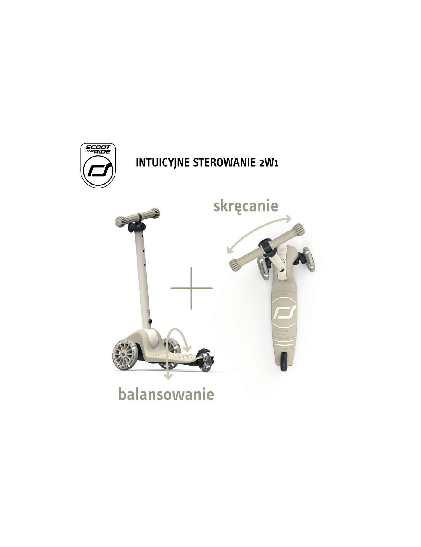 SCOOTANDRIDE Highwaykick 3S Hulajnoga z systemem sterowania 2w1 i kółkami LED składana 3+ Ash SCOOTANDRIDE Highwaykick 3S Hulajnoga z systemem sterowania 2w1 i kółkami LED składana 3+ Ash