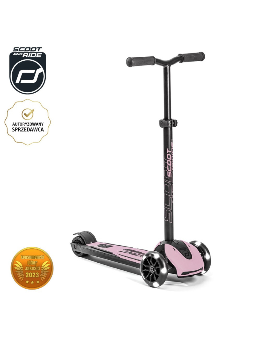SCOOTANDRIDE Highwaykick 5 LED Hulajnoga trójkołowa balansowa ze świecącymi kółkami 5+ Rose