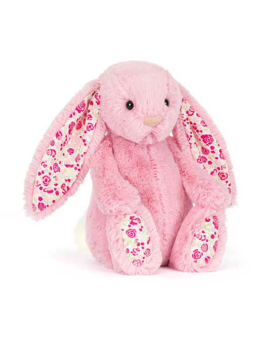 Króliczek LUX Różowy z Kwiecistymi Uszami 31 cm