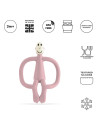 Matchstick Monkey Gryzak kojący ze szczoteczką Małpka - pastelowy róż