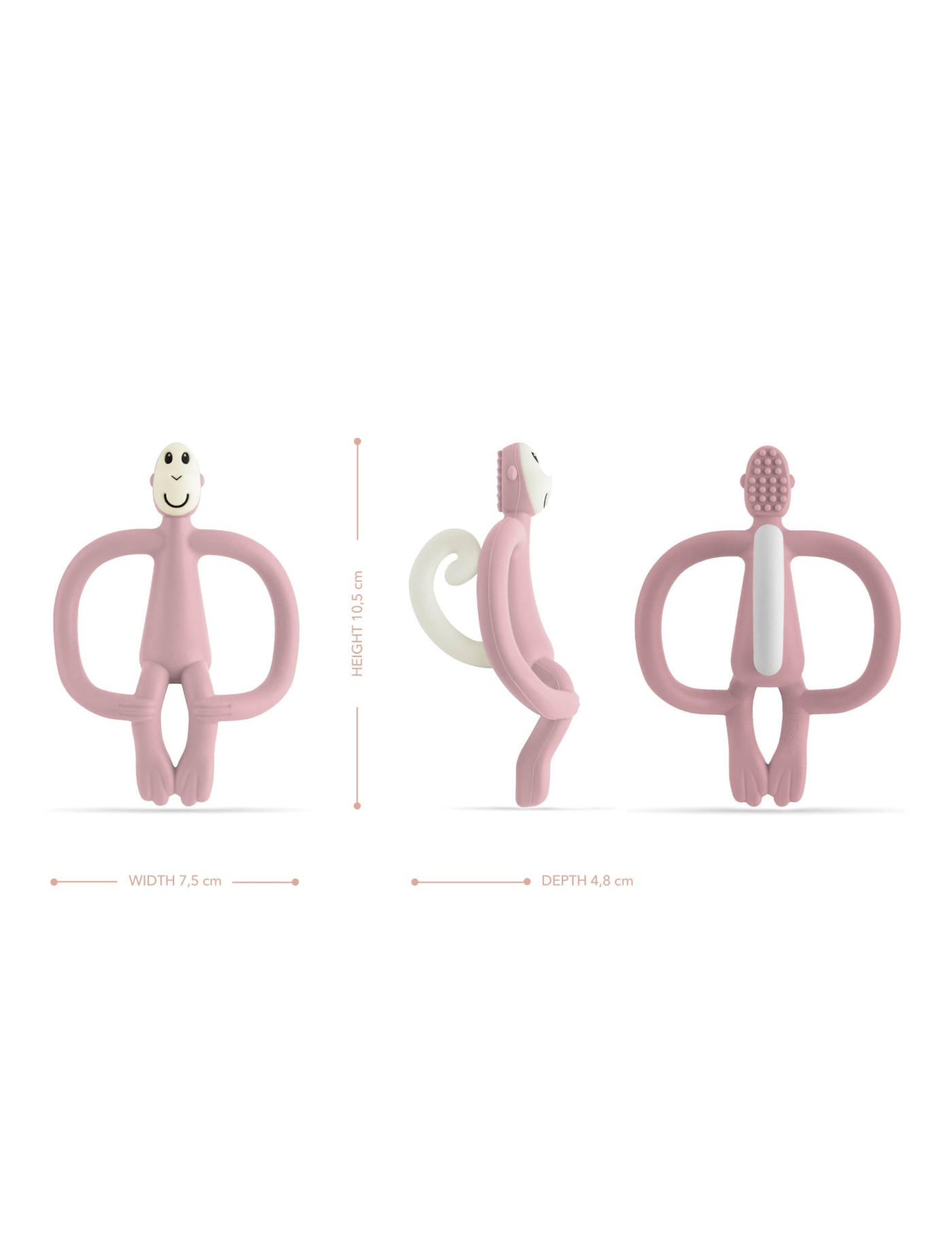 Matchstick Monkey Gryzak kojący ze szczoteczką Małpka - pastelowy róż