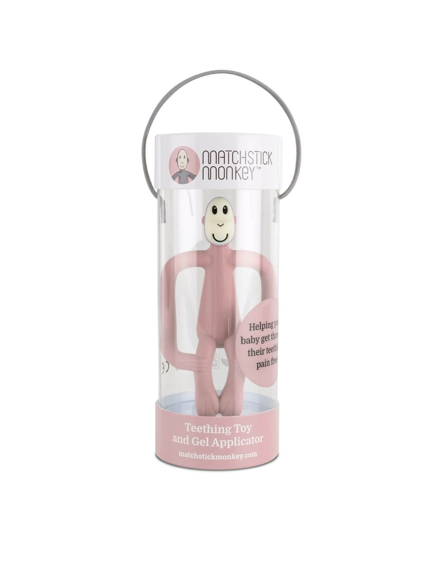 Matchstick Monkey Gryzak kojący ze szczoteczką Małpka - pastelowy róż