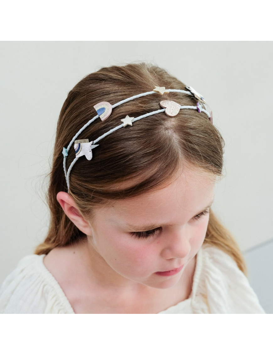 Podwójna opaska do włosów jednorożce – pastelowa opaska dla dziewczynki Celeste