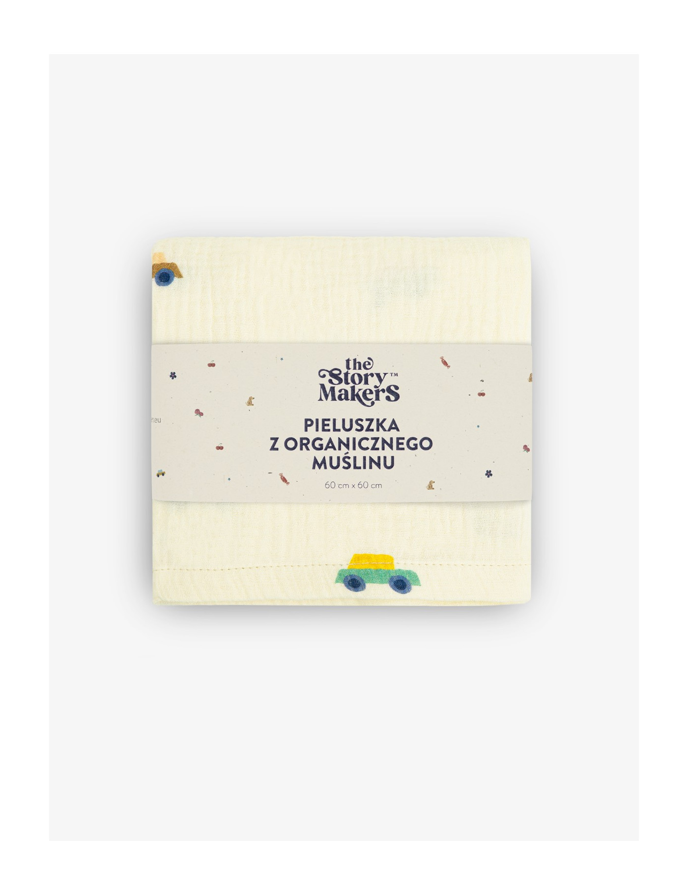 Pieluszka z organicznego muślinu Pierwsze Auto 60 cm x 60 cm Pieluszka z organicznego muślinu Pierwsze Auto 60 cm x 60 cm