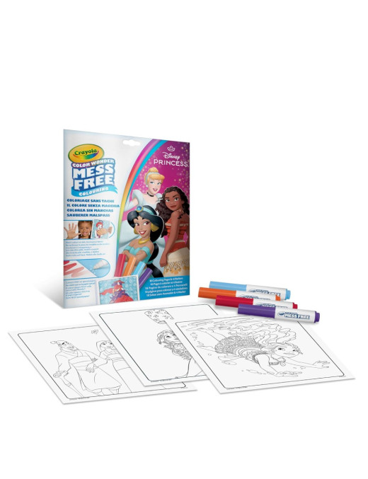 Crayola Kolorowanka dla dzieci i 4 niebrudzące magiczne flamastry Color Wonder Mess Free Księżniczki Disneya 3+