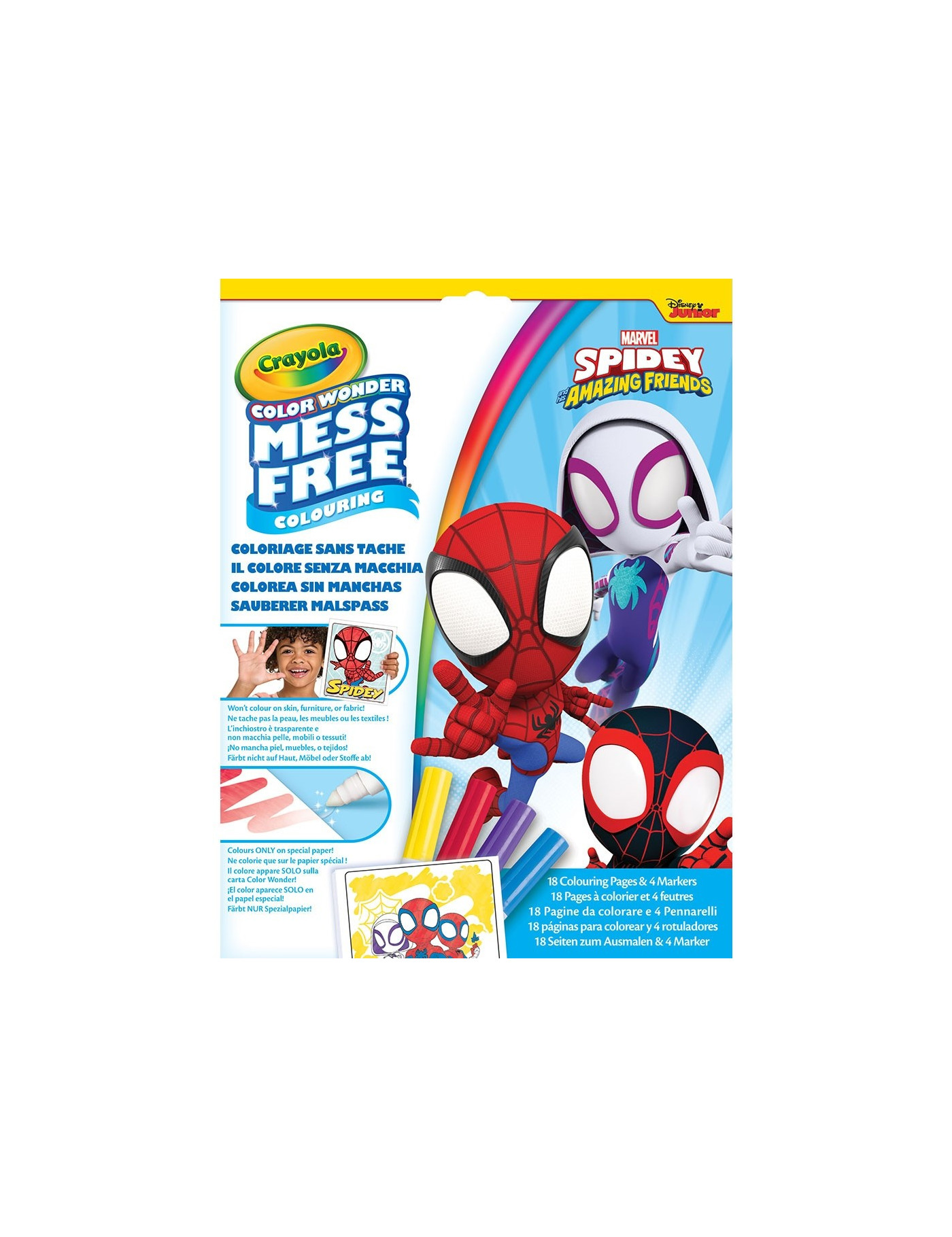 Crayola Kolorowanka dla dzieci i 4 niebrudzące magiczne flamastry Color Wonder Mess Free Spidey i super-kumple 3+ Crayola Kolorowanka dla dzieci i 4 niebrudzące magiczne flamastry Color Wonder Mess Free Spidey i super-kumple 3+